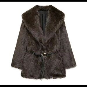 New  fur Jacket with Plush Texture and Wide Collar size L